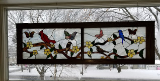 panel bird and butterly window